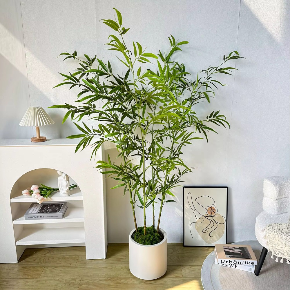 ไม้ไผ่สีเขียวประดิษฐ์ PU + PVC - Ficus Lyrata Tree บทวิจารณ์และราคา