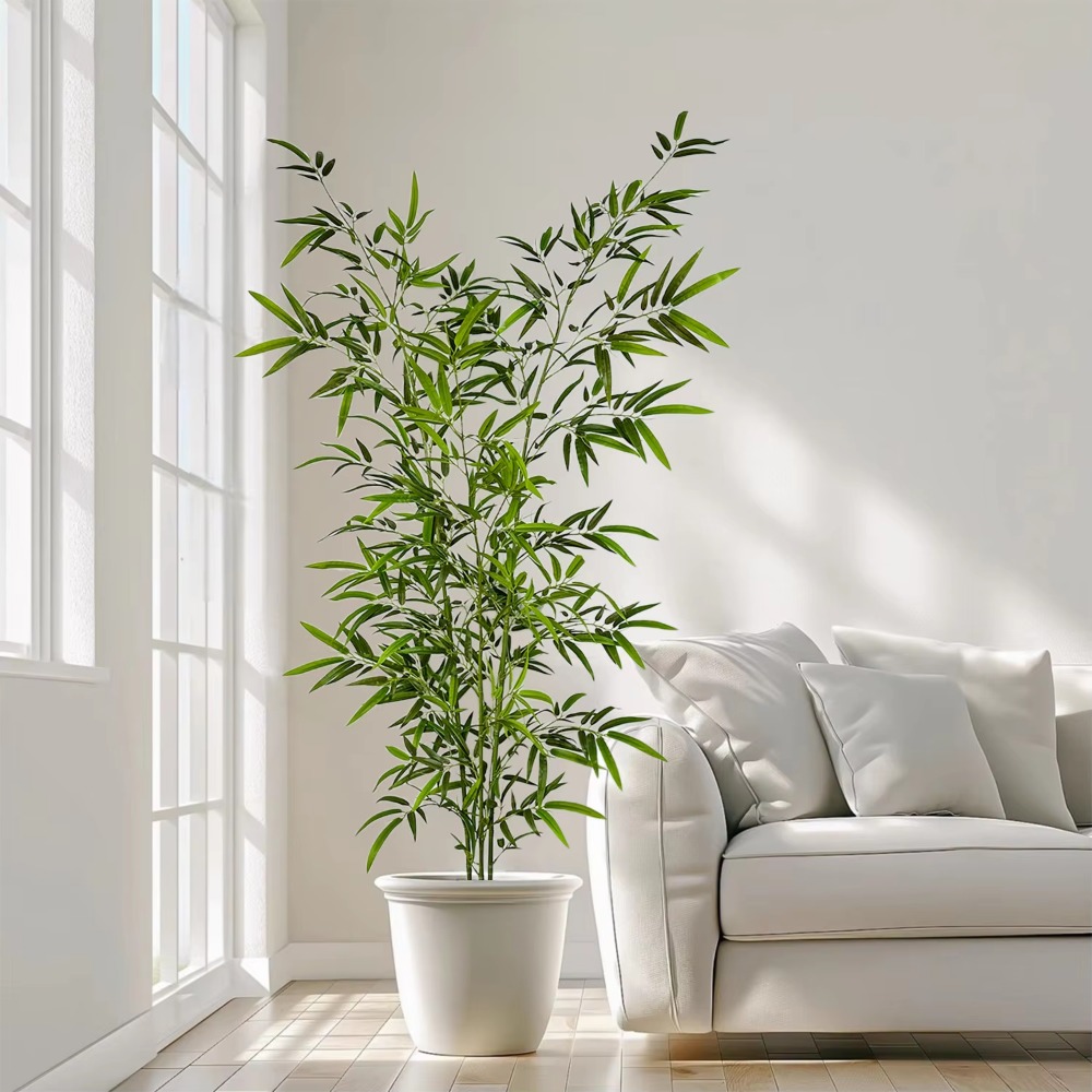ไม้ไผ่สีเขียวประดิษฐ์ PU + PVC - Ficus Lyrata Tree บทวิจารณ์และราคา